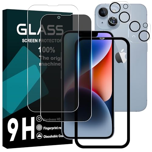送料無料 iPhone 14 ガラスフィルム 透明強化ガラス1枚 / 覗き見ガラスフィルム1枚 /レンズ保護フィルム2枚 ガイド枠付き iphone14 フィルム 保護フィルム アイフォン 14 プライバシーフィルム 強化ガラス 耐衝撃 飛散防止 超薄 気泡ゼロ 高