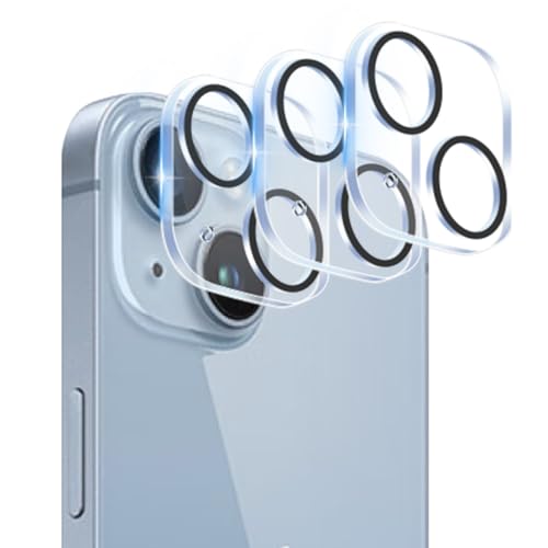 iPhone 14 / iPhone 14 Plus カメラ保護 フィルム 指紋防止 強化ガラス カバー 全面保護 レンズ保護 硬度9H 耐衝撃 キズ防止 露出オーバー防止 高透過率 防滴 防塵 貼り付け簡単 [3枚セット-] 送料無料