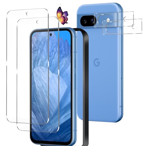 Pixel 8a ガラスフィルム (2枚) +カメラフィルム (2枚) ピクセル8a フイルム 強化ガラス 液晶 保護フィルム ワンタッチ貼付け 気泡ゼロ ケースと干渉せず 硬度9H 飛散防止 指紋防止 送料無料