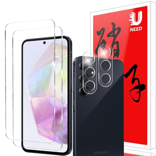 Galaxy A55 5G ガラスフィルム (2枚) +カメラフィルム (2枚) SC-53E / SCG27 フイルム 強化ガラス 液晶 保護フィルム ワンタッチ貼付け 気泡ゼロ ケースと干渉せず 硬度9H 飛散防止 指紋防止 送料無料