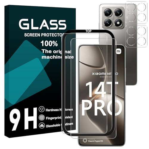Xiaomi 14T Pro ガラスフィルム ガイド枠付き xiaomi 14t Pro フィルム [2枚] + レンズフィルム [2枚] シャオミ 14TPro 液晶保護フィルム 強化ガラス レンズ保護フィルム 耐衝撃 飛散防止 超薄 気泡ゼロ 3D Touch対応 指紋防止 送料無料