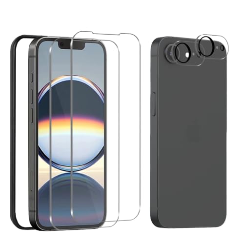 iPhone 16e 保護フィルム 2枚+ iPhone 16e カメラ保護 2枚+ガイド枠付き 表面硬度9H アイフォン 16E フィルム ワンタッチ貼付け 気泡ゼロ 衝撃 iPhone16e用の ガラスフィルム 超クリアな画質 高光沢 自動吸着 耐油性 送料無料