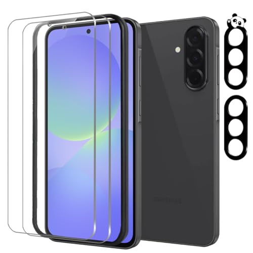 Galaxy A36 5G 保護フィルム 2枚+ Galaxy A36 カメラ保護 2枚+ガイド枠付き 表面硬度9H galaxy a36 フィルム ワンタッチ貼付け 気泡ゼロ 衝撃 ギャラクシーa36用の ガラスフィルム 超クリアな画質 高光沢 自動吸着 耐油性 送料無料
