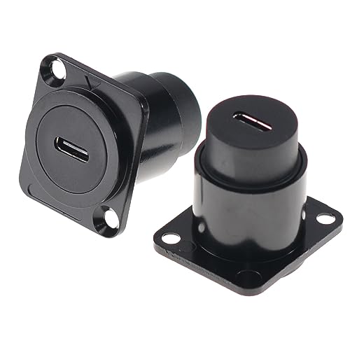 USB C シャーシ パネルマウント ソケット カプラー 防水コネクタ Type-Cメス-メスケーブル延長 IP65バルクヘッドパススルー 2個パック