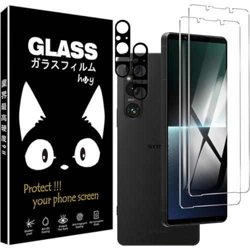 Xperia 1 v ガラスフィルム エクスペリア1 v ガラスフィルム 2枚 + フィルムカメラ 2枚 XQ-DQ44 / SO-51D / SOG10 ガラスフィルム 硬度9H 耐衝撃 飛散防止 傷防止 耐指紋 気泡ゼロ 撥油性 自動吸着 送料無料