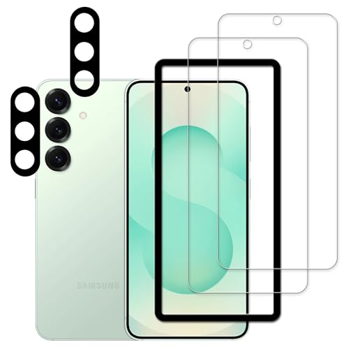 Galaxy A56 5G 保護フィルム 強化ガラス 指紋防止 液晶 保護 フィルム レンズカバー Galaxy A56 5G ガラスフィルム [ (2枚) ガラスフィルム ＋ (2枚) カメラフィルム＋ガイド枠付き]ガラスフィルム 送料無料
