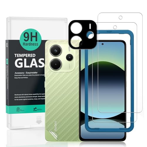 Xiaomi Redmi Note 14 4G ガラスフィルム 2枚 保護フィルム ガイド枠付き レンズカバー (1枚) 背面シート (1枚) すり傷防止耐衝撃硬度 9H強化ガラスフィルム[滑らかな手触り][気泡ゼロ][指紋認証超簡単貼り付け] 送料無料