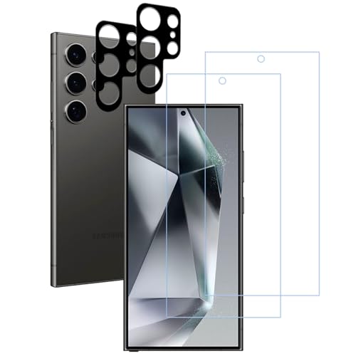 Galaxy S24 Ultra ガラスフィルム ブルーライトカット カメラフィルム カバー 保護フィルム [ (2枚) ガラスフィルム ＋ (2枚) カメラフィルム] 送料無料