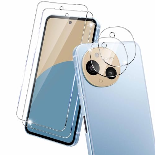 AQUOS sense9 ガラスフイルム + カメラフィルム 高透過率 硬度9H 強化ガラス 撥油性 防指紋 飛散防止 高光沢 HDビジョン 貼り付け簡単 2+2枚セット 送料無料