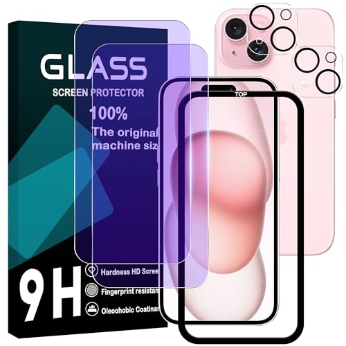 iPhone 15 ガラスフイルム ブルーライトカット ガイド枠付き フイルム + レンズフィルム 液晶保護フィルム 強化ガラス レンズ保護フィルム 硬度9H 耐衝撃 飛散防止 超薄 気泡ゼロ 3D Touch高感度 撥油性 指紋防止 超耐久 ラウンドエッジ加工 送料無料