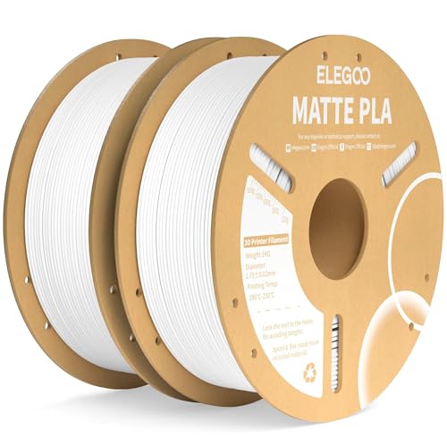 マット PLA フィラメント 1.75mm マットホワイト2KG 3D プリンター用フィラメント 寸法精度±0.02mm ほとんどの3Dプリンターに (1KG/カーボードスプール 2.2 lbs)