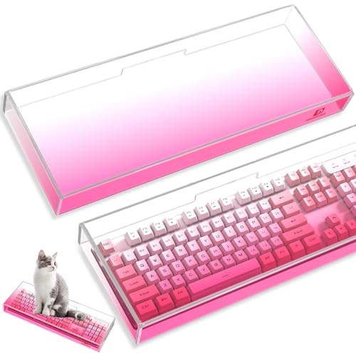 キーボードカバー 防塵効果 アクリル製 キーボード/ゲーミングキーボードに透明 クリア 高温圧力の曲げ技術 猫対策 収納ケース (レッド)