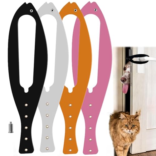 ペット ドア 半自動 門 犬 猫 ペット出入り口 ドアギャップリミッター ペットドアリテーナ ペット補助ドア開閉装置 取り付け簡単 ソフト ABSプラスチック素材 取り付けが簡単 様々なドアロックに (ブラック+ホワイト+イエロー+ピンク)