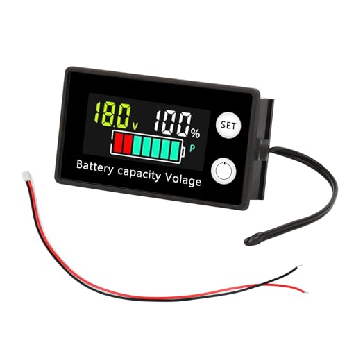 バッテリーモニター バッテリーチェッカー デジタル電圧計 車 DC8-100V 12V 24V 36V 48V 60V 72V LED 温度アラーム機能付き 送料無料