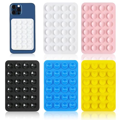 スマホマウント 吸盤式 吸盤スマホグリップ 5個 シリコン 吸盤 マウントケース スホルダー 強力グリップ 自撮りや動画用 ガラス 鏡 キッチン バスルームに貼り付け可能 iPhone および Android 用電話スタンド (白と黒) 送料無料