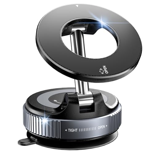 スマホホルダー 車載 マグネット式 車載電話ホルダー 360°調整可能 マグネット 折りたたみ式 吸盤式 車載ホルダー iPhone MagSafe シリーズおよびすべての電話用 ブラック
