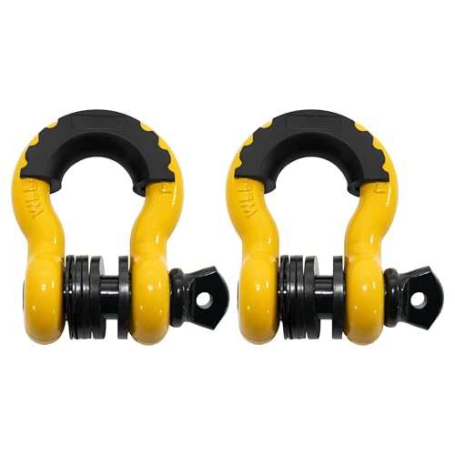 Dリング シャックル 3/4' 二個セット 牽引器 オフロードカー SUV ATV トレーラー キャンピングカー 取り付ける簡単 高強度 スポーツユーティリティ (イエロー)