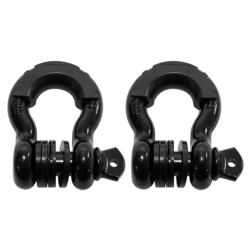 Dリング シャックル 3/4' 二個セット 牽引器 オフロードカー SUV ATV トレーラー キャンピングカー 取り付ける簡単 高強度 スポーツユーティリティ (黒)