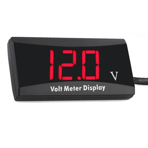 バイク 電圧計 12V デジタル電圧計 車両電圧計 防水 コンパクト LED表示パネルメーター オートバイ スクーター用 小型電圧計 低電圧警報機能付き (赤) 送料無料