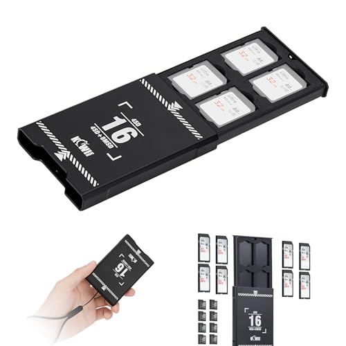 メモリーカードケース 薄型 8枚 SD SDHC SDXC カード + 8枚 Micro SD TF MSDカード 収納可能 大容量 SDカードケース 軽量 携帯便利 落下防止ロープ付き カメラアクセサリー ブラック 送料無料