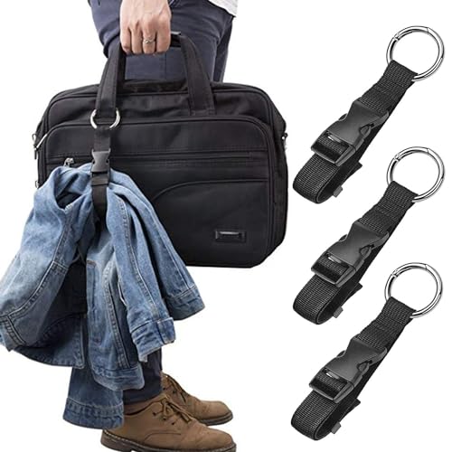 荷物ストラップ 留めベルト ジャケットホルダー 3本入り 旅行に便利なコート 両手解放 スーツケース荷物掛け 固定用 調整可能 紛失防止 マフラー持ち運び 旅行用品 (ブラック) 送料無料