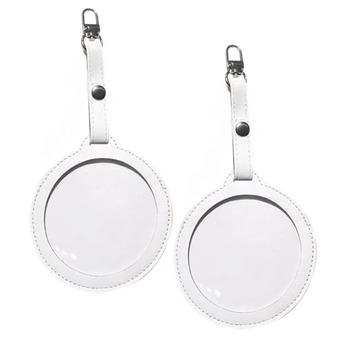 缶バッジカバー 合皮レザー 缶バッジ キーホルダー式 2枚セット 透明 保護カバー コレクション ディスプレイ 缶バッジの保護 傷防止 収納 痛バッグ アニメグッズ 本命 CP 写真フレーム 丸バッジ ホワイト (約75mm缶バッジ対応) 送料無料