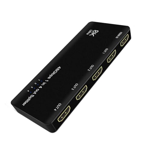 HDMIスプリッター 8K 60Hz Ultra-HDコンバーター対応 2.1スイッチ 1入力4出力 48Gbps UHDハブ HDCP SST拡張 4K 120Hz 3.5mmオーディオ対応