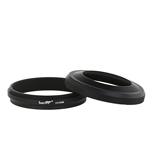 レンズフード メタル 薄型レンズフード アダプタリングセット付 for 富士フイルム Fujifilm Fuji FinePix X70 X100 X100S X100T X100F カメラ用 ブラック 代替品 互換品