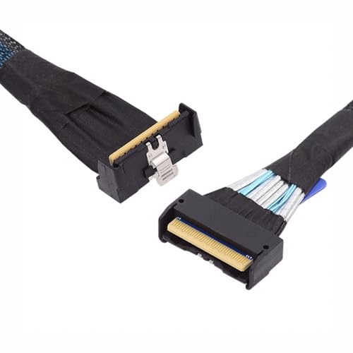 PCI-E 5.0 Mini Cool Edge IO MCIO 角度付き PCI-E 8i 74ピン オス - MCIO 74ピン オス 延長ケーブル 35cm 送料無料