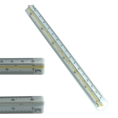 三角定規 三角スケール 大規模 定規 15cm 高精度 製図用品 縮尺定規 1本 プラスチック製 目盛：1 /100 1 /200 1 /300 1 /400 1 /500 1 /600 の6目盛 特殊縮尺目盛 耐久性 建築士用 工業用スケール (三角スケール 15CM 大さい割合です) 送料無料