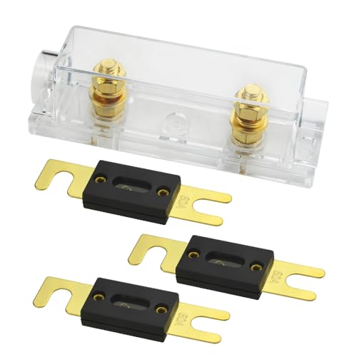 1個 ANLヒューズホルダー + 3個 60A ANLヒューズ付き カーオーディオアンプ用 金メッキ (60A)