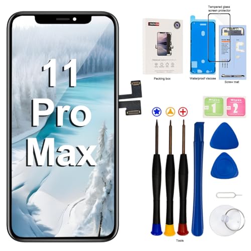 iPhone 11 Pro Max LCDスクリーン 交換用 6.5インチ アセンブリディスプレイ 3Dタッチ スクリーンデジタイザー 修理ツールキット付き 防水 粘着強化 ガラスプロテクター A2161 A2220 A2218用 送料無料