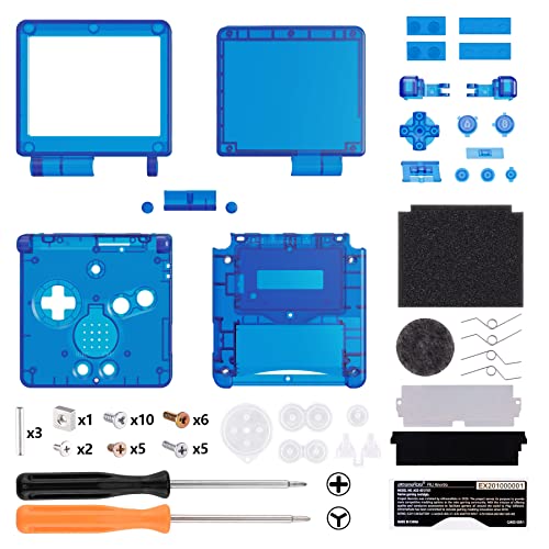 IPS GBA SP アップグレード カスタム 交換用 ハウジングシェル クリア素材 IPS 標準 LCD 両方 対応 コンソールやスクリーンは付属していません クリアブルー 互換品 代替品
