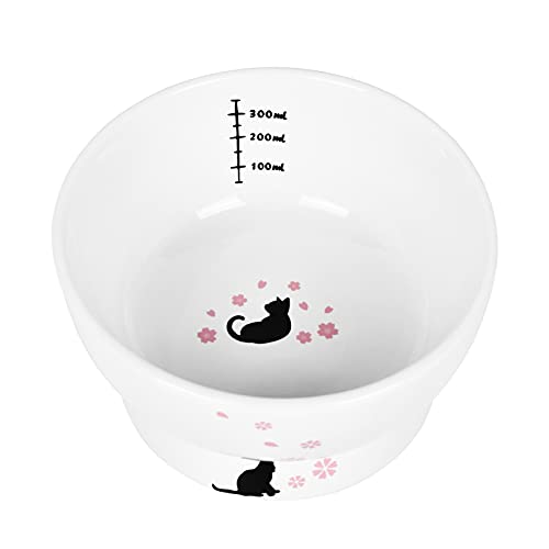 脚付フードボウル 猫柄ウォーターボウル 猫食器陶器 食べやすい猫えさ皿 水飲みボウル 吐き戻し防止 洗いやすい 小型犬にも