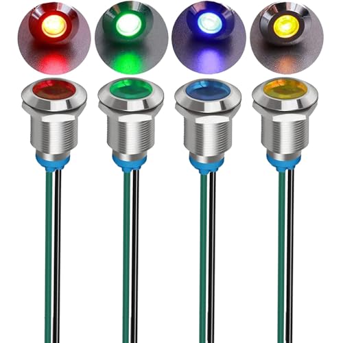 12mm 3V-4.5V-5V-6V-7.5V-9VDC LED 防水インジケータライト パイロットライトシグナル インジケータ（緑 / オレンジ / 赤 / 青，4色） 送料無料