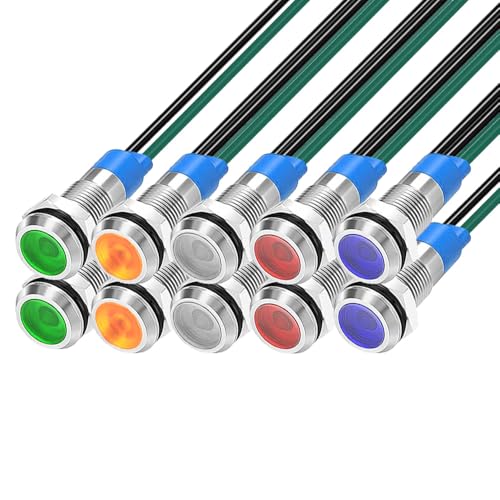 6mm 3V-4.5V-5V-6V-7.5V-9VDC LED 防水インジケータライト パイロットライトシグナル インジケータ（緑 / オレンジ / 赤 / 青 / 白，5色） 送料無料
