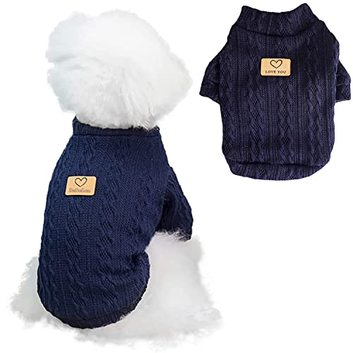 犬服 犬用 セーター 春 秋 冬 ニット セーター 犬用コスチューム 犬服 セーター 洋服 猫 ドッグウェア 防寒着 暖かい 可愛い おしゃれ 小型犬 中型犬 (M ダークブルー)