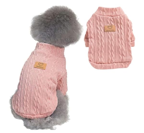 犬服 犬用 セーター 春 秋 冬 ニット セーター 犬用コスチューム 洋服 猫 ドッグウェア 防寒着 暖かい 可愛い おしゃれ 小型犬 中型犬 (M ピンク)