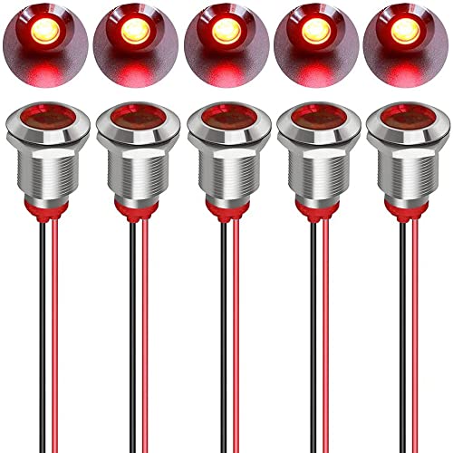 12mm AC / DC 12-24V LEDメタルインジケーターライト防水信号ランプパイロットダッシュワイヤー付き指向性（赤） 送料無料 103,045円