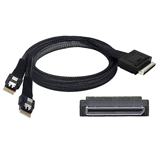 SFF-8611 SFF-8654ケーブル OCuLink PCIe PCI-Express SFF-8611 8X 8レーンから2 SFF-8654 スリムライン 4X SSD データアクティブケーブル 50cm