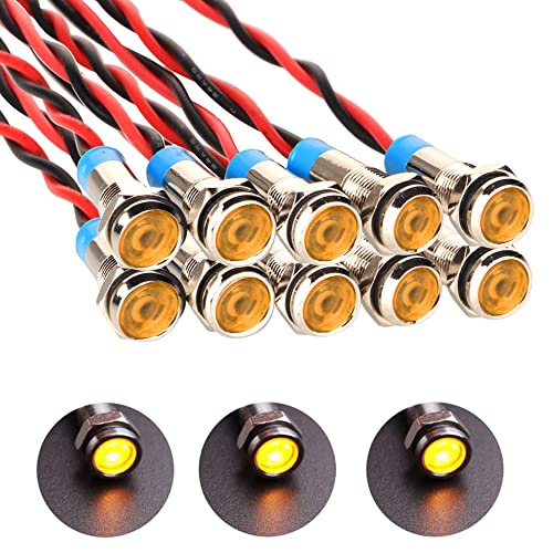 6mm AC / DC 12-24V LED 防水インジケータライト パイロットライトシグナル インジケータ（イエロー） 送料無料
