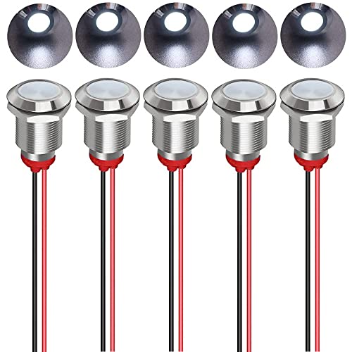 12mm 110V-220VAC LED 防水インジケータライト パイロットライトシグナル インジケータ（ホワイト） 送料無料