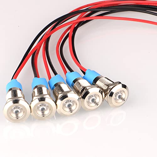 8mm 110V-220VAC LED 防水インジケータライト パイロットライトシグナル インジケータ（ホワイト） 送料無料