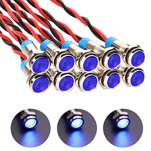6mm AC / DC 12-24V LED 防水インジケータライト パイロットライトシグナル インジケータ（ブルー） 送料無料