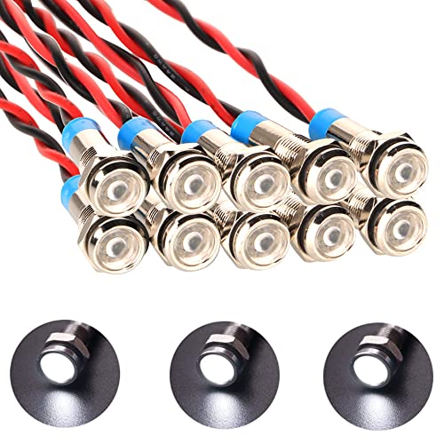 6mm 110V-220VAC LED 防水インジケータライト パイロットライトシグナル インジケータ（ホワイト） 送料無料