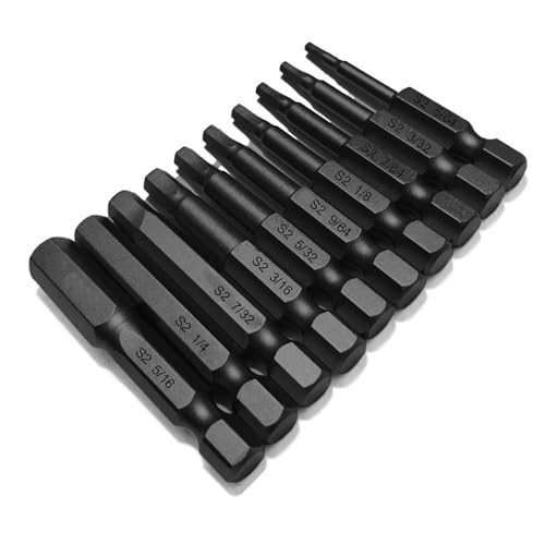 六角レンチビット インパクトドライバー 精密ドライバー 六角軸 6.35mm 磁気吸着 ドリル 工具 50mm長六角ビット ブラック (10本セット) 送料無料