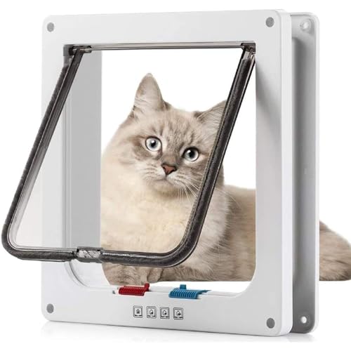 ペット ドア 窓 薄い 猫 小型 犬 出入り口 開閉自由 取り付け簡単 安全なペットドア (ホワイト) 送料無料