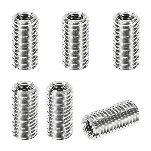 インサートナット スレッドアダプター スリーブ リデューシングナット 6個 M12 * 1.75 メスから M8 *1.25 オス 修理用 インサート ナット スクリューレデューサー 変換 ステンレススチール ファスナー25mm 送料無料