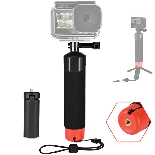 GoPro フローティング ハンドグリップ ロートマウント Osmo Action 防水ケース用 浮き 防水セルカ棒 水中自撮り棒 GoPro Hero 13/12/11/10/9/8/7/6/Maxカメラ DJI Osmo Action 5 Pro/4 AKAS... ハウジングケースに対応 互換品 代替品