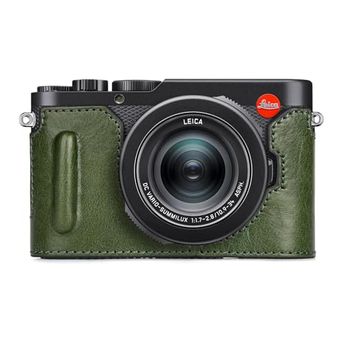 Leica D-LUX8/Leica D-LUX 8 保護ケース 収納ケース 持ち運び 保護カバー 耐衝撃 保護 キズ防止 収納 キャリングケース 代替品 社外品 ハーフケース ライカ ハーフカバー Leica D-LUX VIII カメラバッグ 本革 バッテリー交換 (グリーン)